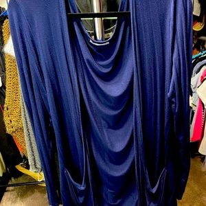 Blue Navy Pocket Open Cardigan
